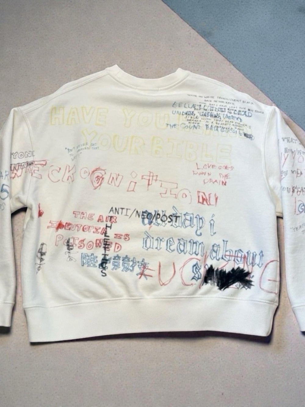 Adidas x YEEZY Season 5 Scribble Hand Drawn Arctic Crewneck Mens Lg Sweatshirt - Picture 4 of 5
